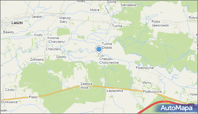 mapa Chałupki Chotynieckie, Chałupki Chotynieckie na mapie Targeo